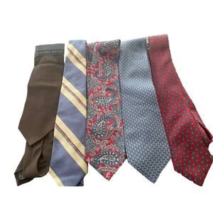 Lot of 5 Men's Neckties Geoffrey Beene Kuppenheimer Adolfo Claybrooke Silk